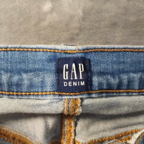 GAP Blue Denim True Skinny High-Rise Button Fly Jeans Size 26 Distressed Raw Hem - Picture 3 of 11